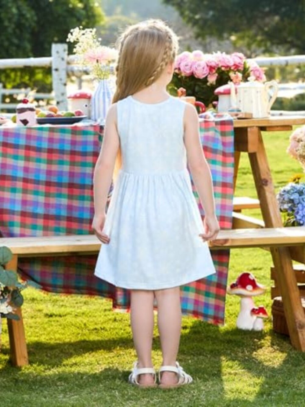 Girls Disney Elsa Stitch Casual A-Line Tank Dress Summer